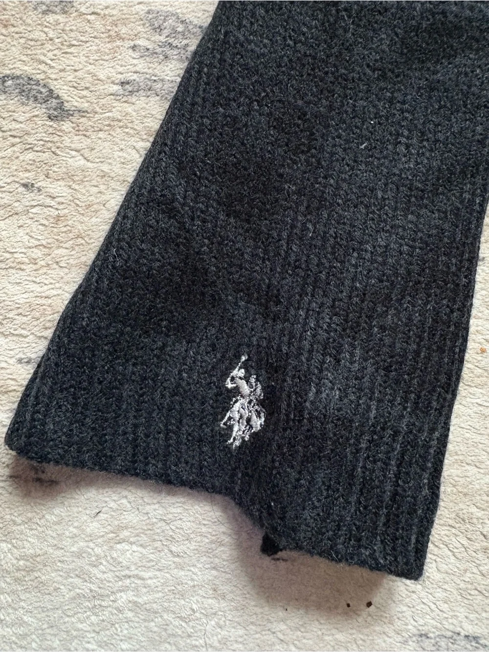 Uspa polo Ralph Lauren black ribbed scarf